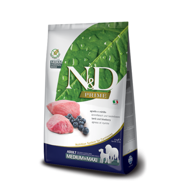 FARMINA N&D PRIME LAMB & BLUEBERRY ADULT MEDIUM & MAXI (GRAIN FREE)