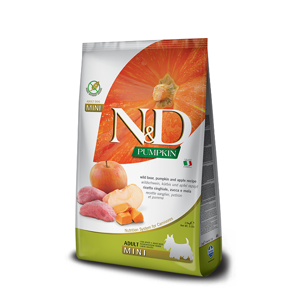 FARMINA N&D PUMPKIN WILD BOAR & APPLE ADULT MINI (GRAIN FREE)
